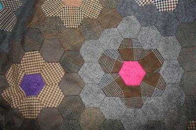 Lot 3099 - Vintage tweed quilt (made by tailors wife from samples in 1950's)