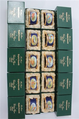 Lot 3668 - Collection of ten Graham Payne Studios, Worcester, hand decorated ceramic napkin rings in original boxes.