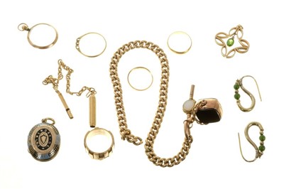 Lot 504 - Small group of jewellery to include four rings, two lockets and a pair of earrings