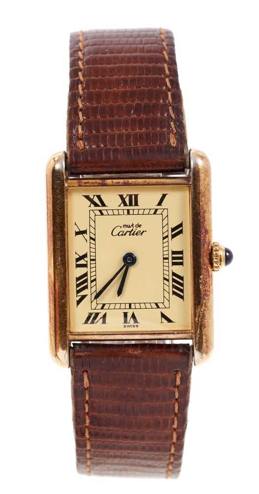 Lot 613 - Cartier Must de Cartier silver gilt wristwatch