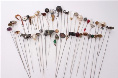 Lot 3380 - Collection Edwardian and later hatpins including paste set, ceramic, silver and bakelite ( approx 100 )