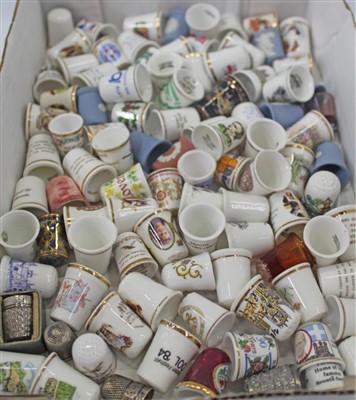 Lot 2159 - Selection of porcelain thimble including Wedgwood plus three silver thimbles
