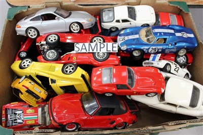 Lot 2824 - Diecast - inboxed selection of larger scale models 1/18, 1/24, various manufacturers including Maisto, Burgas and other (five boxes)