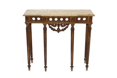 Lot 1338 - Louis XVI style Continental marble topped gilt wood pier table