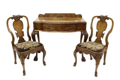 Lot 1336 - Fine quality Georgian-style walnut extending dining table ensuite set of ten matching chairs and serving table