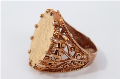Lot 3382 - 1918 gold full sovereign in 9ct gold ring mount