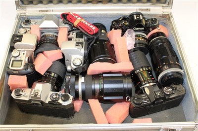 Lot 3697 - Six 35mm SLR cameras - some with lenses attached