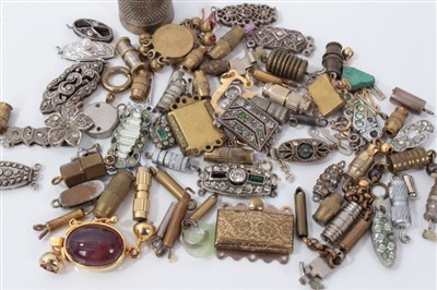 Lot 3362 - Collection of vintage necklace clasps to include marcasite, paste, silver etc