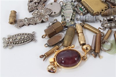 Lot 3362 - Collection of vintage necklace clasps to include marcasite, paste, silver etc