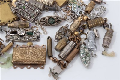 Lot 3362 - Collection of vintage necklace clasps to include marcasite, paste, silver etc