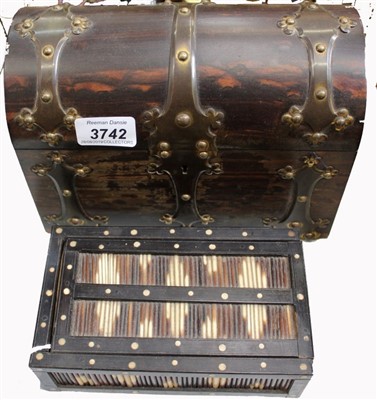 Lot 3742 - Victorian Coromandel Box with brass mounts together with a porcupine quill box