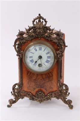 Lot 3759 - Late 19th century French mantle clock with enamel dial and gilt metal mounted walnut case 32cm