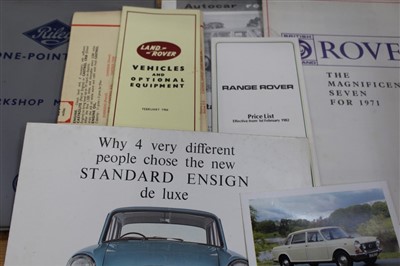 Lot 2965 - 1960s Jaguar E-Type sales brochure and other classic car brochures and Riley one-point-five workshop manual