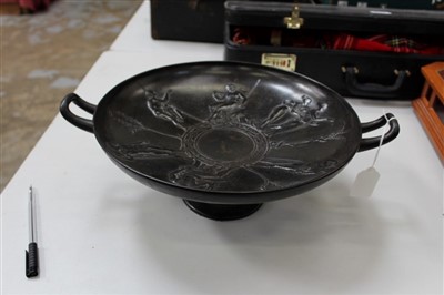 Lot 3770 - Victorian Art Union of London cast iron tazza of classical form decorated with classical figures with two loop handles raised on splayed foot- dated 1861