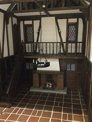 Lot 2871 - Dolls House large Tudor style, unoccupied. Finished in white plaster with wooden beams.