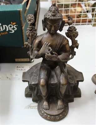 Lot 3777 - Eastern bronze figure of seated Buddha, 34cm high