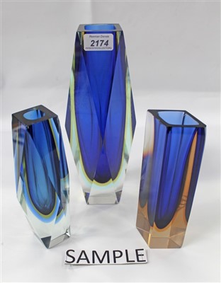 Lot 2174 - Collection of Murano cased glass vases, various colours - 14 pieces