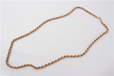 Lot 3417 - Gold (9ct) rope twist chain