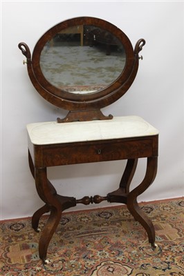 Lot 1374 - 19th century Continental mahogany wash stand/dressing table with marble top