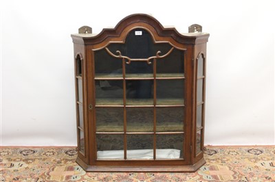 Lot 1376 - 19th century walnut hanging wall cabinet with arched top