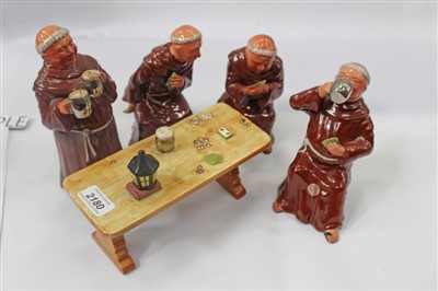 Lot 2180 - Bretby pottery Figure group of four Monks at a Game of Cards