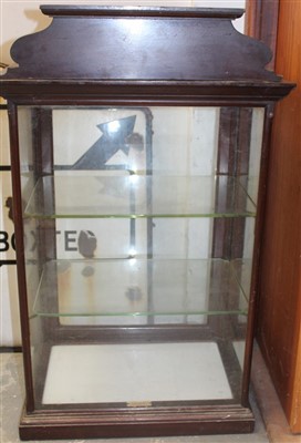 Lot 3803 - Early 20th century mahogany shop display cabinet by Yapp & Co, bearing label to interior