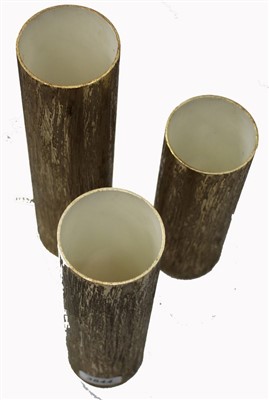 Lot 119 - Group of three German Metal Vases, bearing label to base- selected by the museum of modern art New York