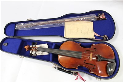 Lot 3817 - Karl Hofner violin dated 1985 with bow and case