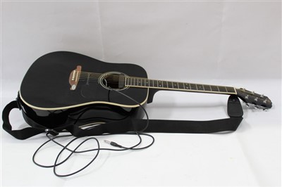 Lot 518 - Acoustic guitar - Nubone SX, model DG1K/II/BK, blacks finish with electric pick-up, SX soft case