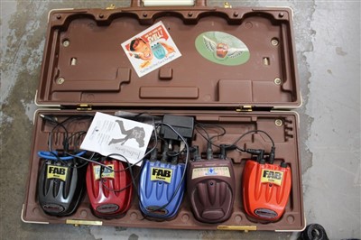 Lot 3828 - Danelectro Coolcat guitar pedal case, housing five pedals, including FAB metal, FAB distortion, FAB chorus, CoolCat tremolo, FAB echo, with leads and original instructions.