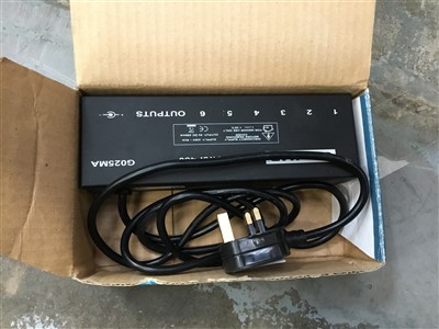 Lot 3829 - Digitec modelling guitar processor, boxed, together with other guitar accessories including Sound Lab pedal bank-pedal power 450, three various guitar stands