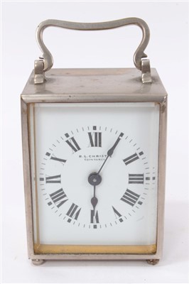 Lot 652 - Nickel plated carriage clock