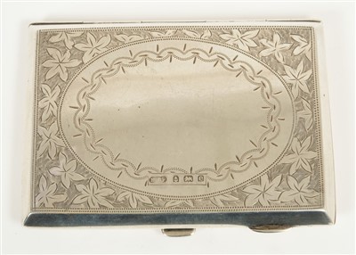 Lot 243 - Silver card case- floral engraved