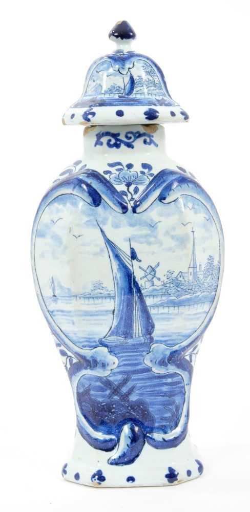 Lot 5 - 18th century Delft blue & white vase and cover