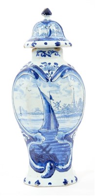 Lot 5 - 18th century Delft blue & white vase and cover