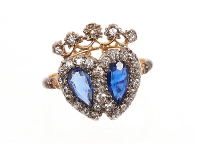 Lot 403 - Victorian diamond and sapphire coronet ring