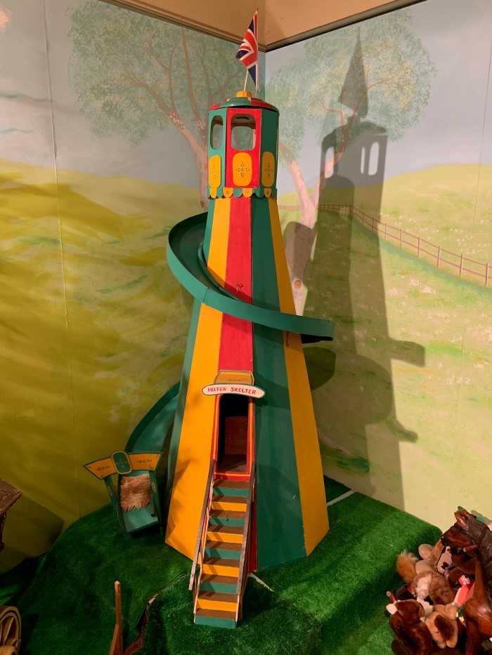 Lot 3806 - Large scratch built painted model of a Helter Skelter. Height 189cm