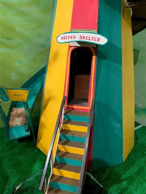 Lot 3806 - Large scratch built painted model of a Helter Skelter. Height 189cm