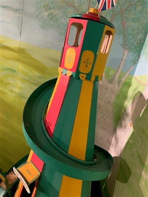 Lot 3806 - Large scratch built painted model of a Helter Skelter. Height 189cm