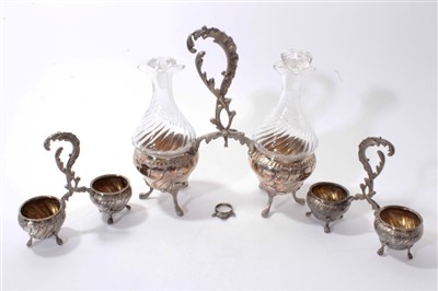 Lot 537 - Pair of French table salts and ensuite oil cruet