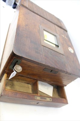 Lot 3591 - Late 19th century oak cash register, provenance Noyce Studios, Prittlewell, Southend, Essex