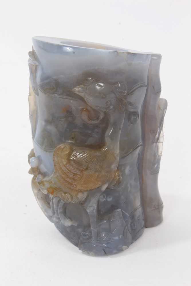 Lot 680 - 19th century Chinese chalcedony trunk vase