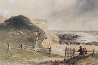 Lot 1454 - James Wilson Carmichael (1800-1868) watercolour, Cliffs Near Harwich