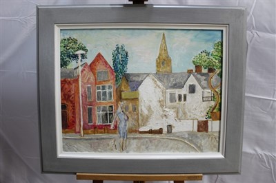 Lot 1408 - Edward Eade (1911-1984) oil on board - 'Hampstead Village’