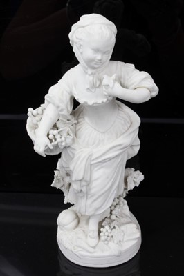 Lot 194 - Two 18th century Derby biscuit porcelain figures of a gallant and his lady, incised marks, together with two smaller biscuit porcelain figures