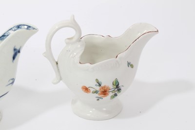 Lot 38 - Three 18th century Derby Dolphin ewer form cream jugs