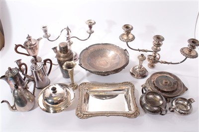 Lot 219 - Group of Victorian and later silver plate to include cutlery, candlesticks, entree dishes etc.
