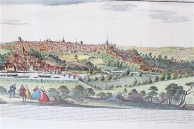 Lot 59 - 18th century hand-coloured engraving - The Bay & Harbour of Vigo, together with two reprints of local engravings