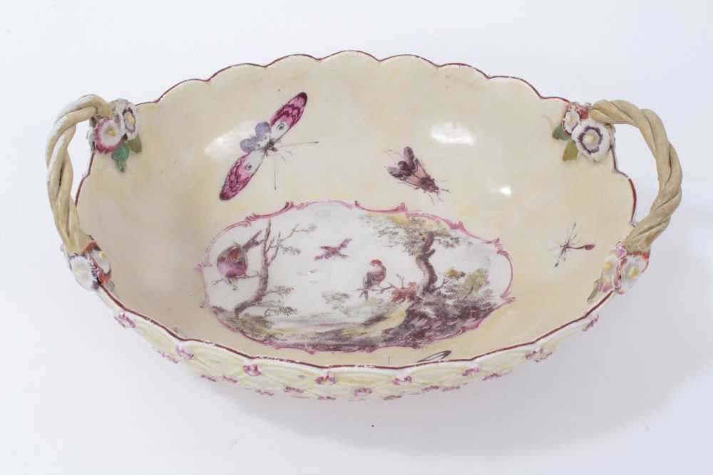 Lot 99 - A Derby yellow ground oval basket, circa 1756-58