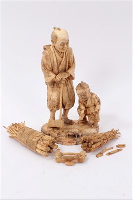 Lot 796 - A 19th century Japanese ivory okimono